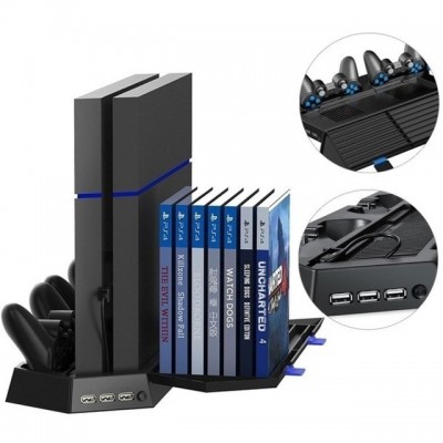 Cooler Base Ps4 Slim, Pro e Ps4 com Led +2 baterias de controle